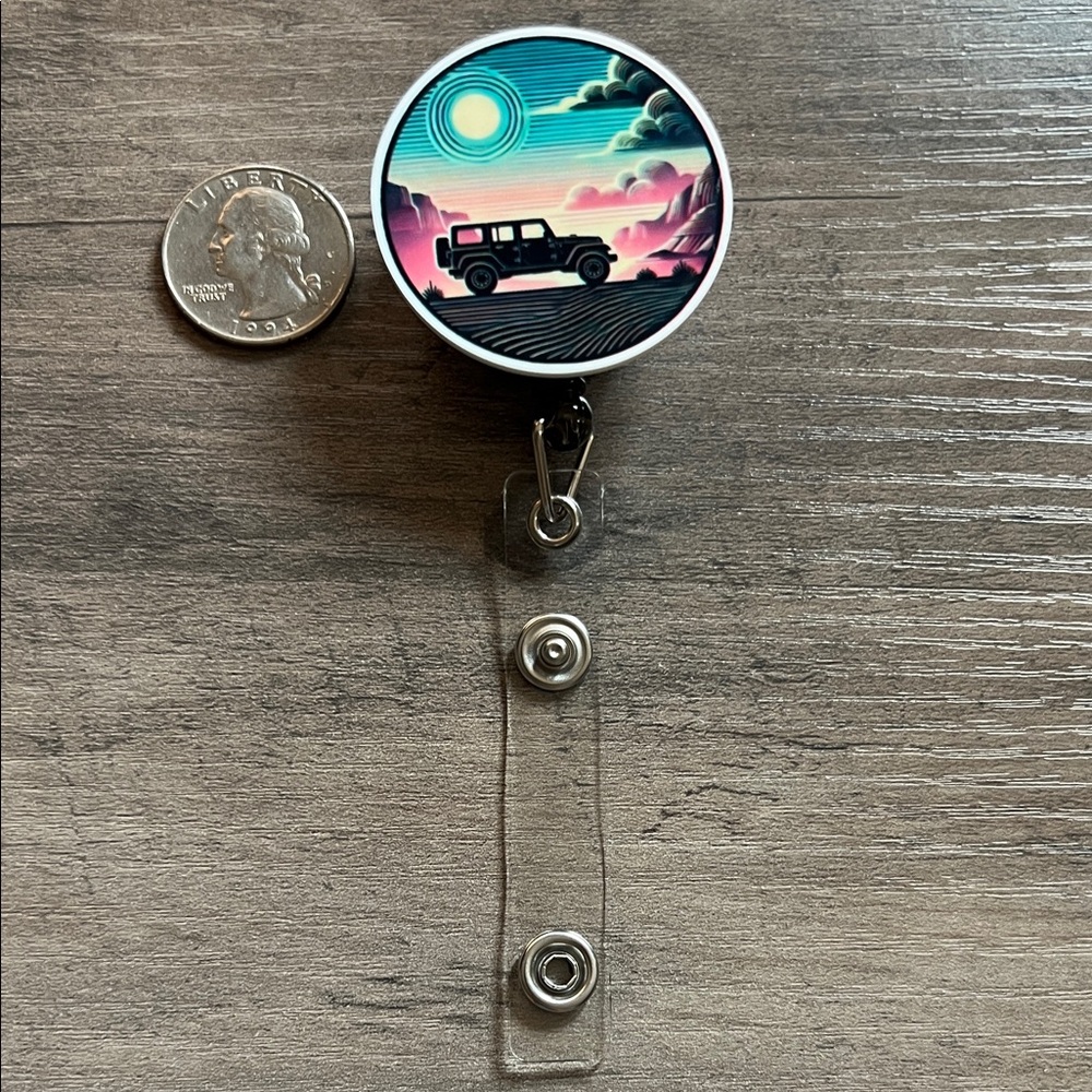 Scenic Jeep badge reel